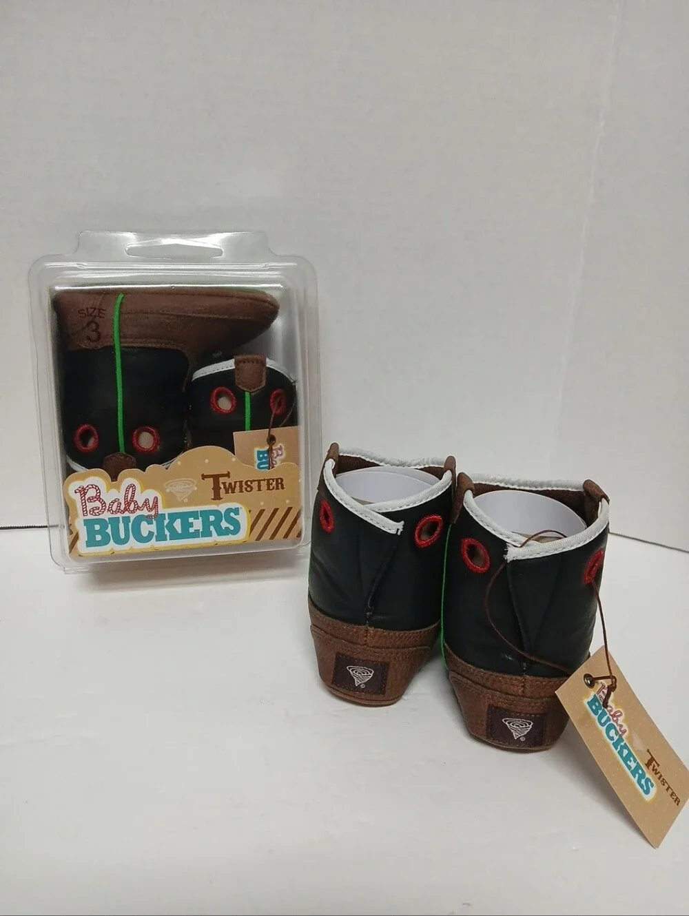 New Kids Brown & Black Cowboy Boot Shoes - Twister Size 3